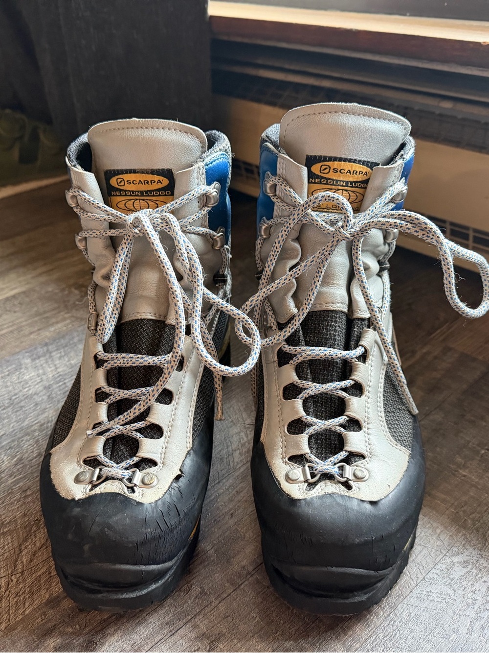 Scarpa Gray, Black & Blue Mountaineering Boots